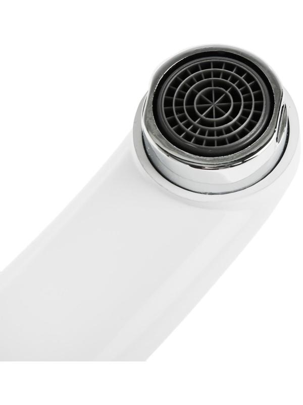 Cмеситель для кухни Accoona A4266G, однорычажный, средний излив, с гайкой, силумин, белый