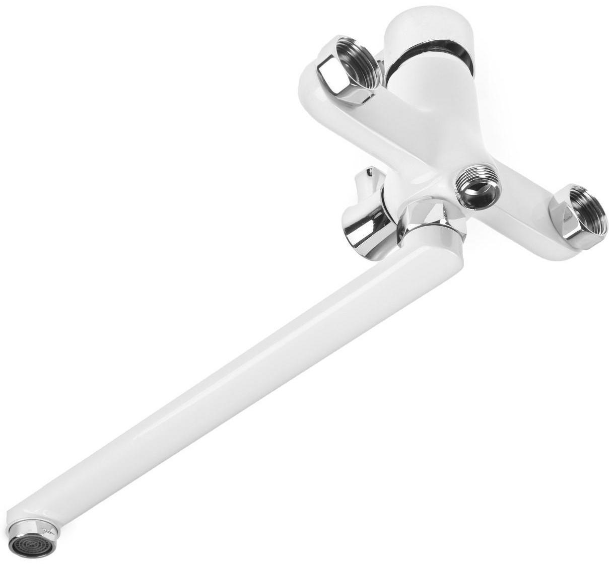 Cмеситель для ванны Accoona A7167G, однорычажный, излив 300 мм, силумин, белый