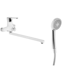 Cмеситель для ванны Accoona A7167G, однорычажный, излив 300 мм, силумин, белый