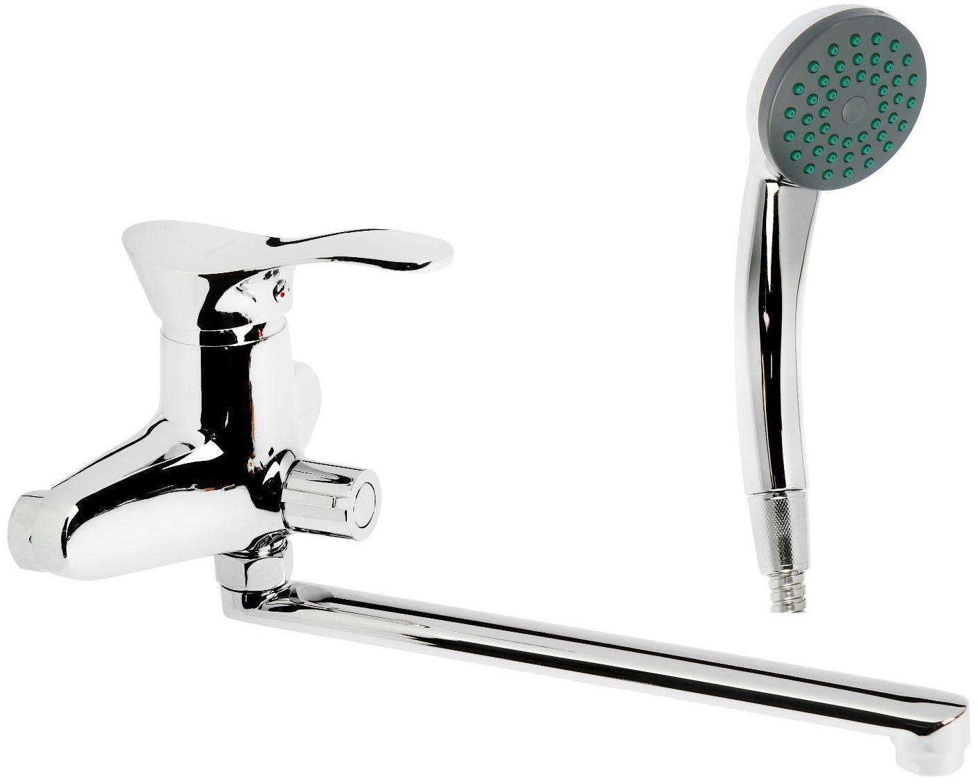 Cмеситель для ванны Accoona A87105, однорычажный, излив 300 мм, силумин, хром