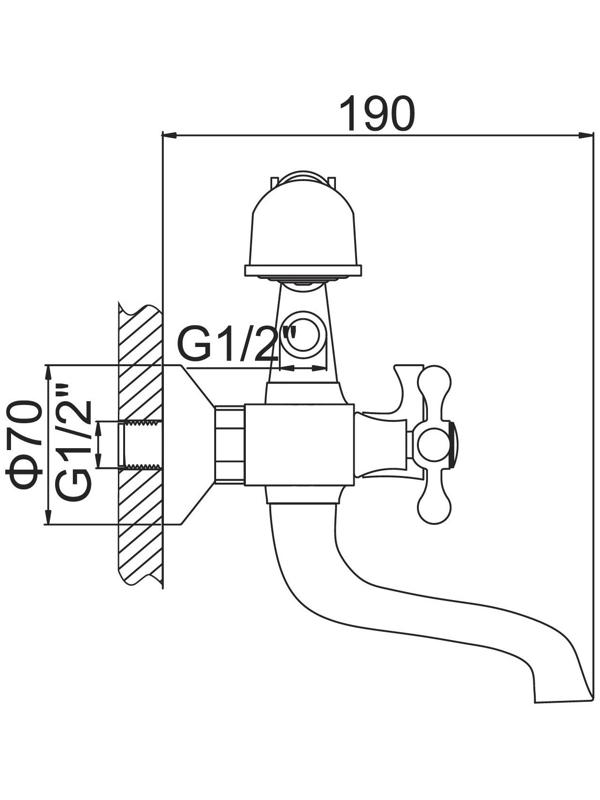 Cмеситель для ванны Accoona A6070, двухвентильный, латунь, хром