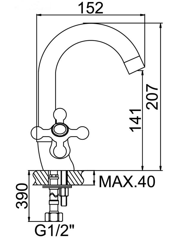 Cмеситель для раковины Accoona A9671, двухвентильный, латунь, хром