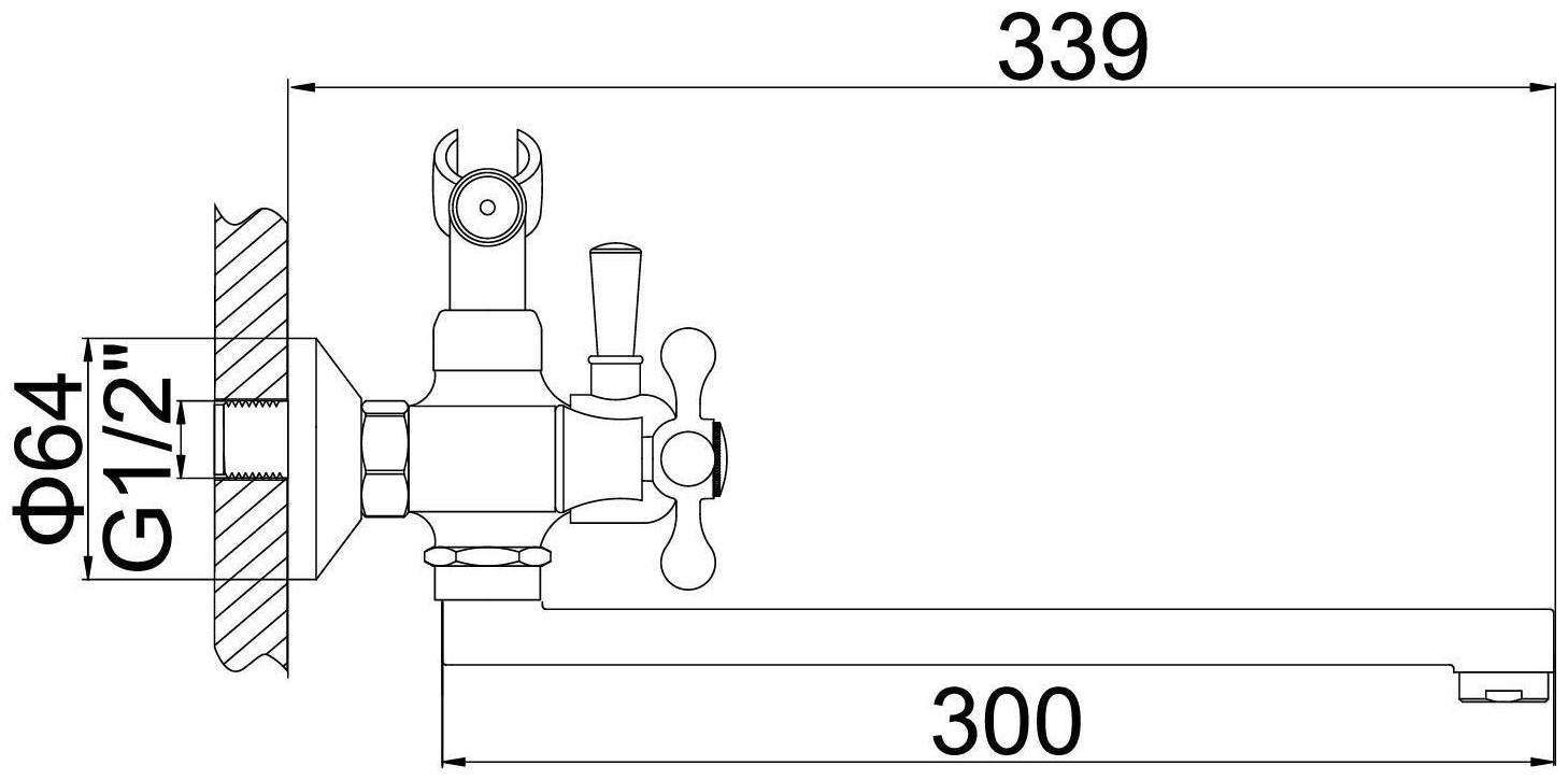 Cмеситель для ванны Accoona A7171-2, двухвентильный, латунь, хром