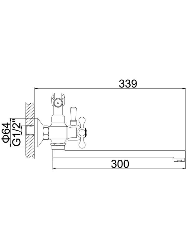 Cмеситель для ванны Accoona A7171-2, двухвентильный, латунь, хром