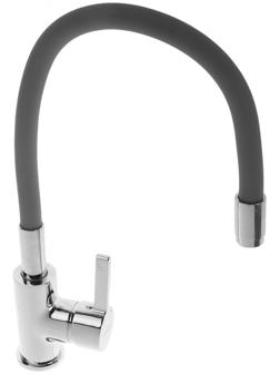 Смеситель для кухни Accoona A9890T, однорычажный, с силиконовым изливом, серый/хром