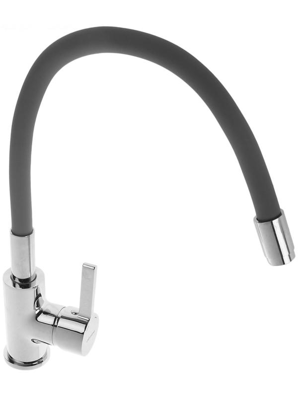 Смеситель для кухни Accoona A9890T, однорычажный, с силиконовым изливом, серый/хром