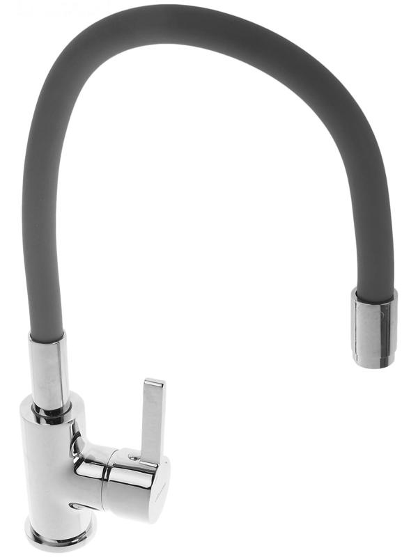 Смеситель для кухни Accoona A9890T, однорычажный, с силиконовым изливом, серый/хром