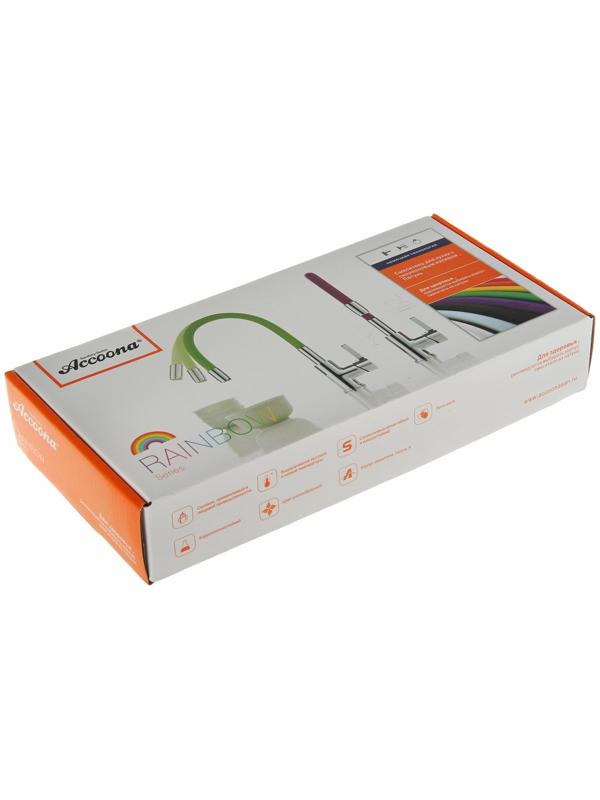 Смеситель для кухни Accoona A9890T, однорычажный, с силиконовым изливом, серый/хром