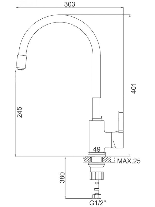 Смеситель для кухни Accoona A9890T, однорычажный, с силиконовым изливом, серый/хром
