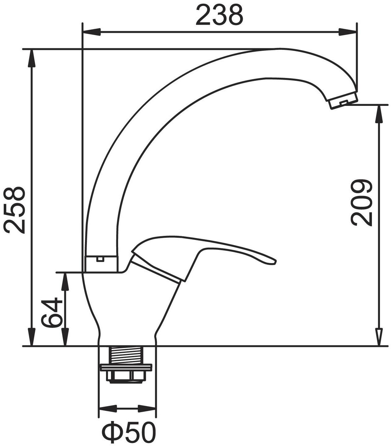 Смеситель для кухни Accoona A84043G, однорычажный, силумин, белый