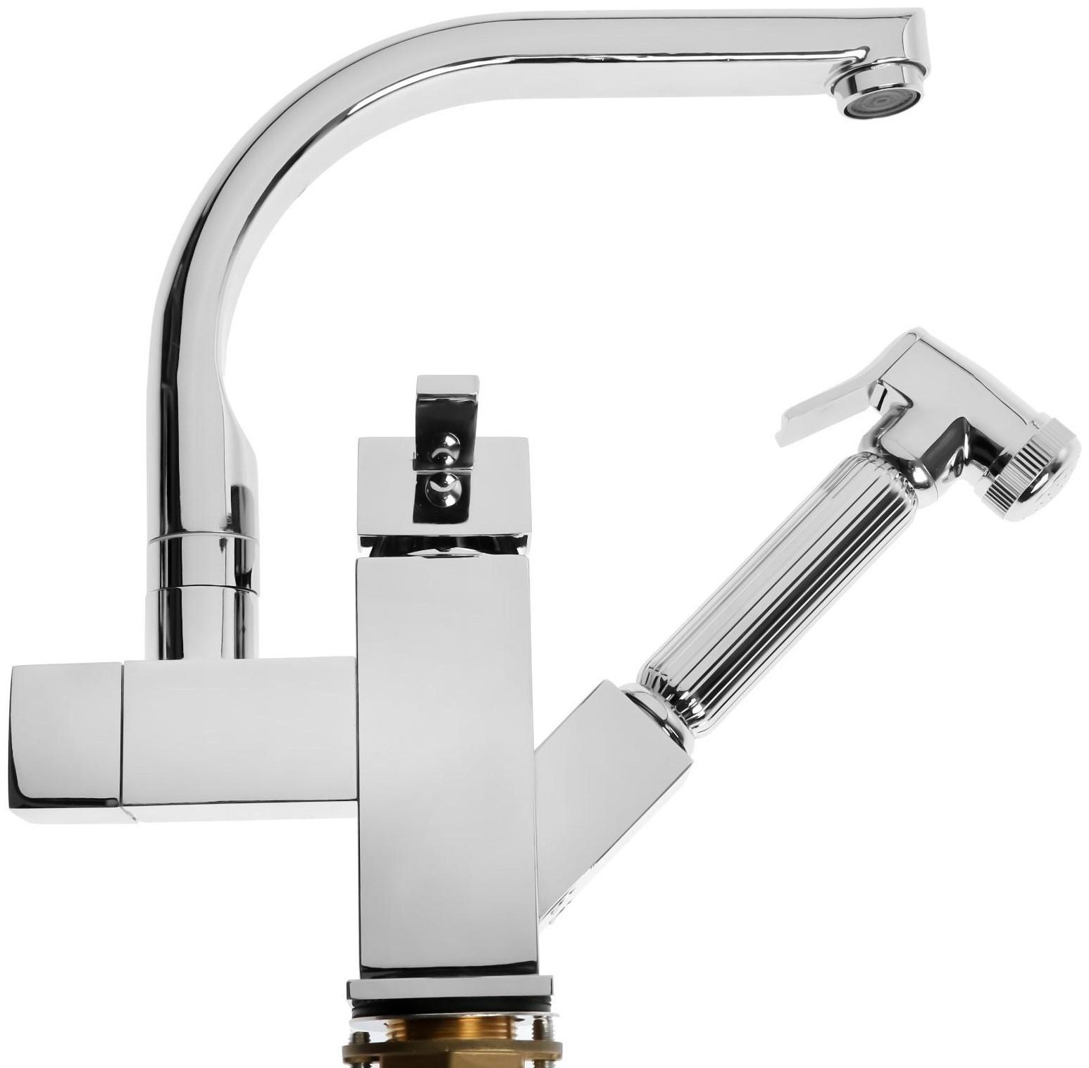 Cмеситель для кухни Accoona A4491, с гигиеническим душем, латунь, хром