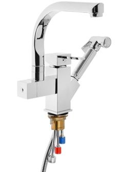 Cмеситель для кухни Accoona A4491, с гигиеническим душем, латунь, хром