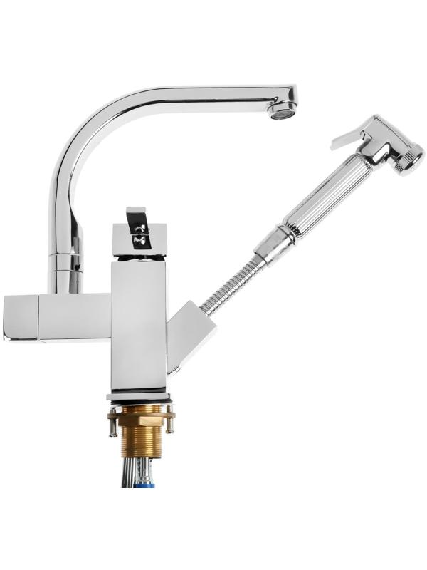 Cмеситель для кухни Accoona A4491, с гигиеническим душем, латунь, хром