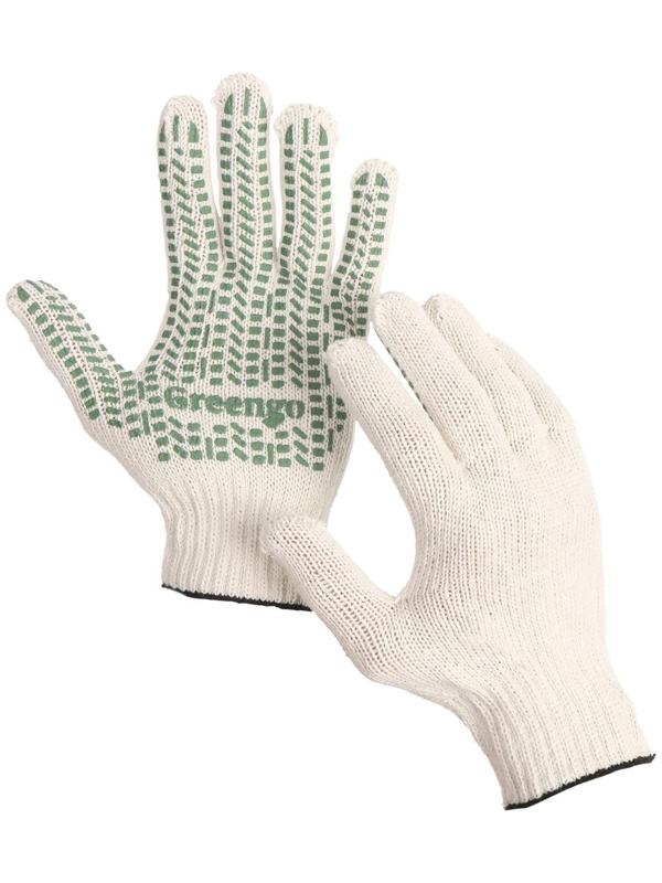 Перчатки, х/б, вязка 7 класс, 5 нитей, размер 9, с ПВХ точками, белые