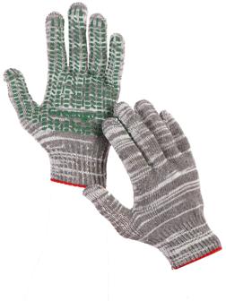 Перчатки, х/б, вязка 10 класс, 6 нитей, размер 9, с ПВХ протектором, серые, Greengo