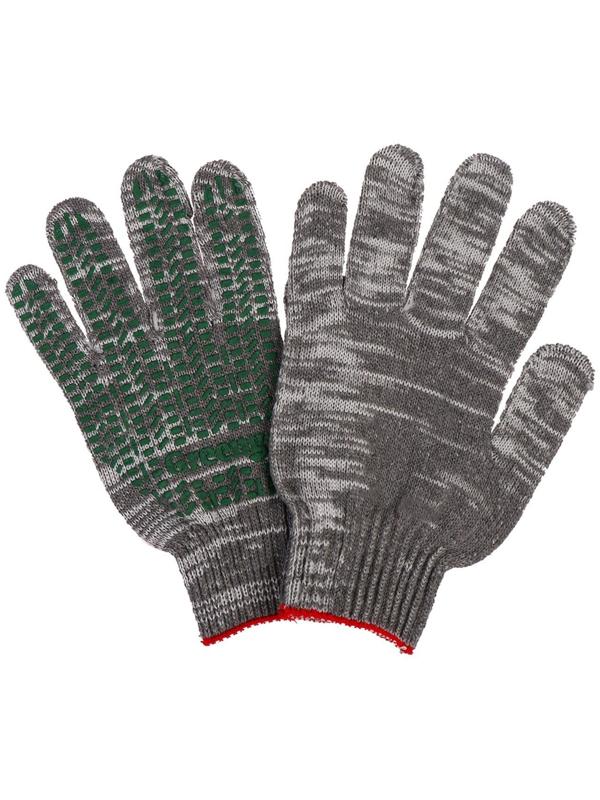 Перчатки, х/б, вязка 10 класс, 6 нитей, размер 9, с ПВХ протектором, серые, Greengo