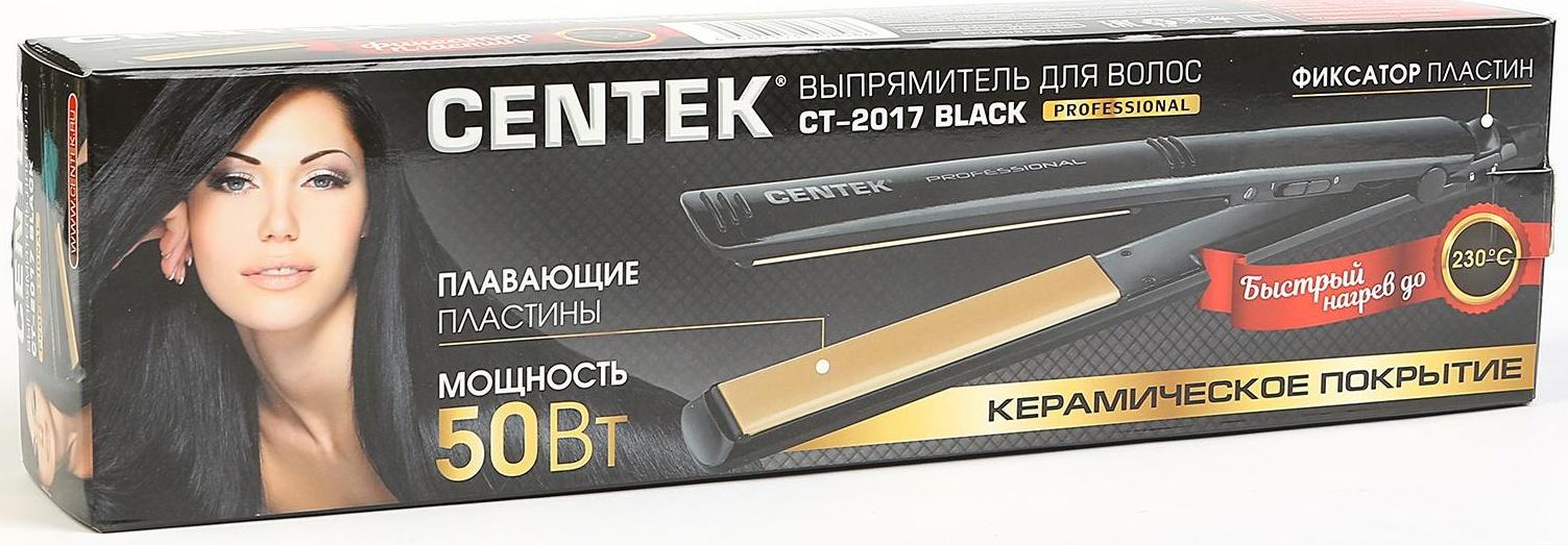 Выпрямитель Centek CT-2017, 60 Вт, керамическое покрытие, 25х120 мм, до 230°C, LED, черный