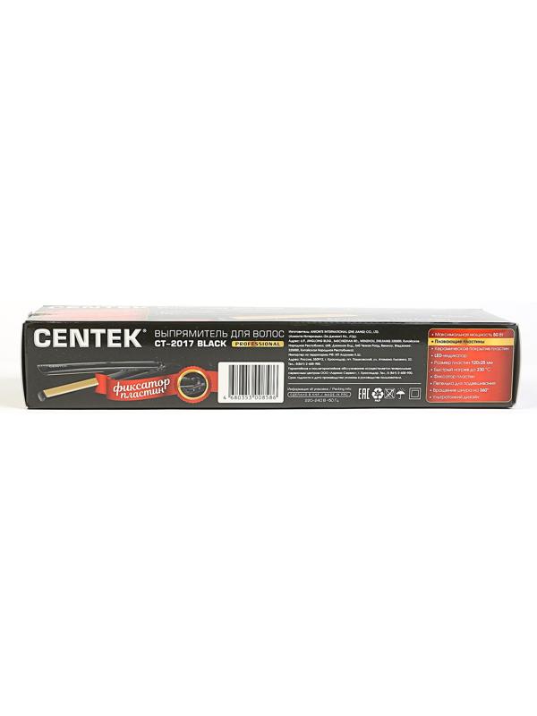Выпрямитель Centek CT-2017, 60 Вт, керамическое покрытие, 25х120 мм, до 230°C, LED, черный