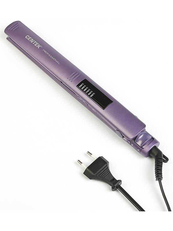 Выпрямитель Centek CT-2020, 60 Вт, керамическое покрытие, 125х25 мм, до 230°С, фиолетовый