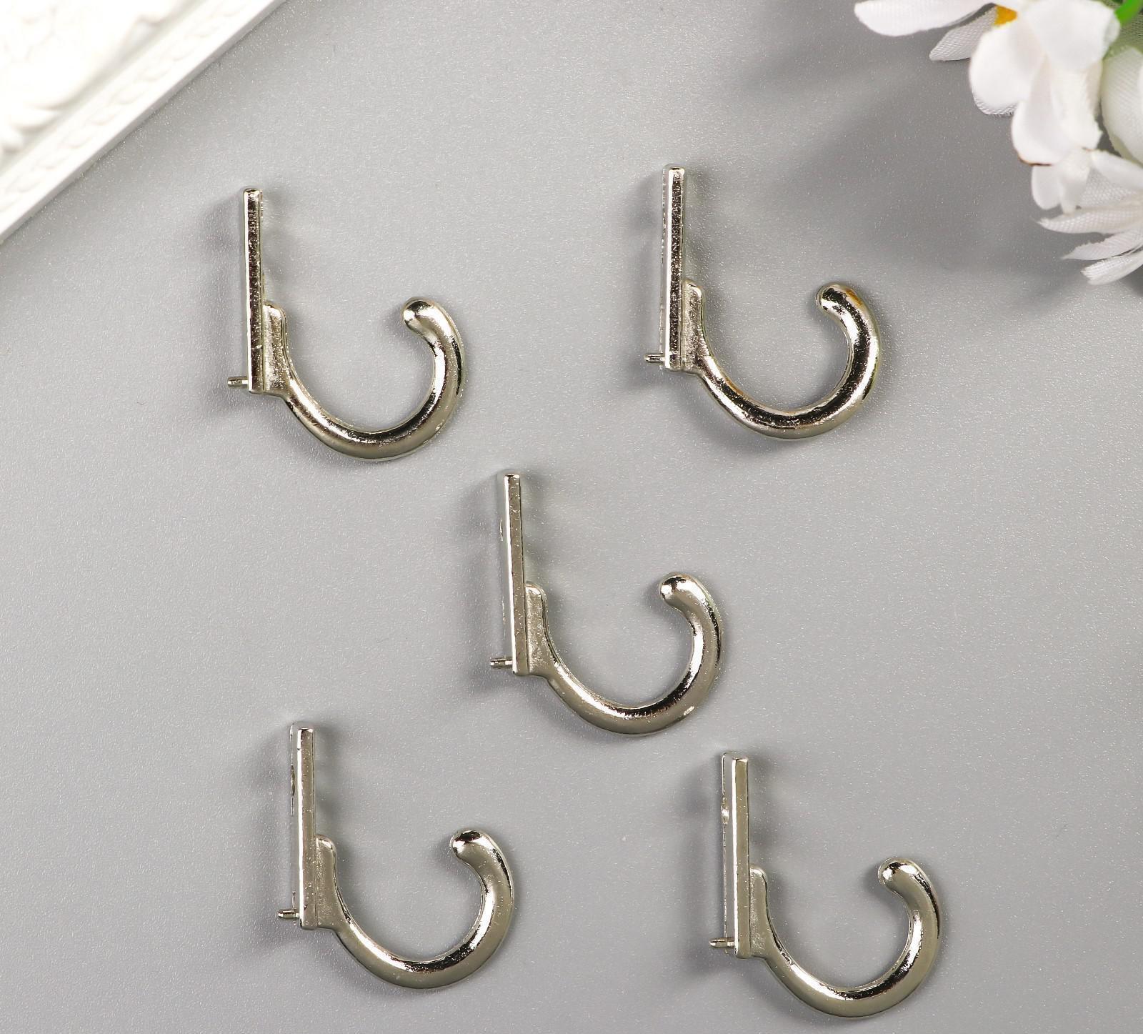 Крючок металл (набор 5 шт) серебро 2,7х0,6 см