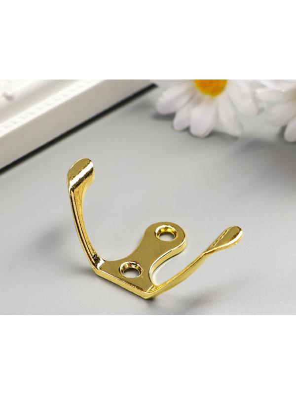 Крючок металл двойной (набор 4 шт) золото 4,5х3 см