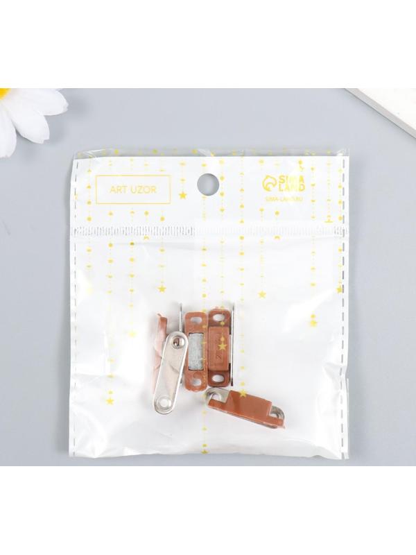 Замок магнитный (набор 4 шт)  коричневый 3х1 см