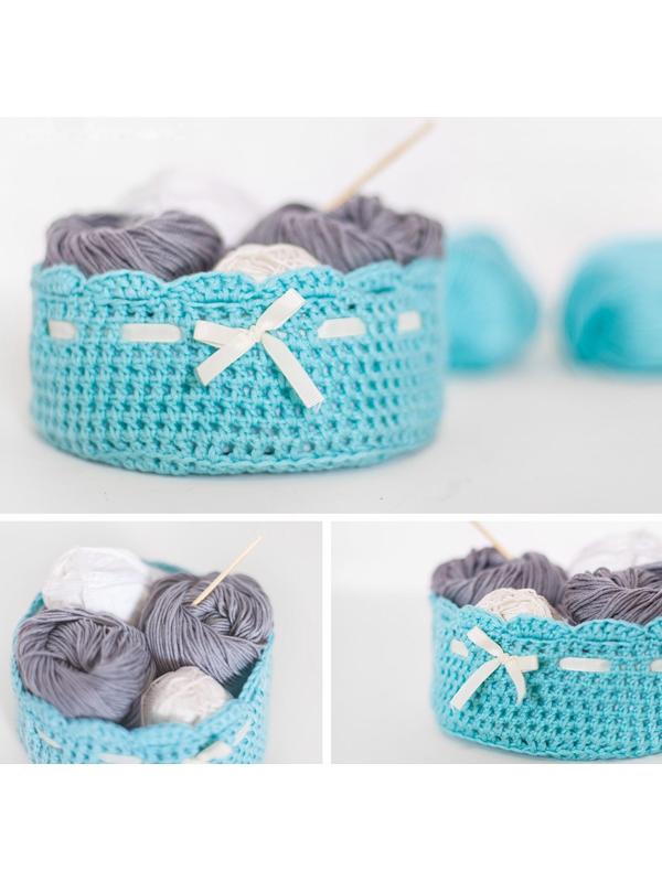 Корзинка для мелочей, набор для вязания, голубая, 11 × 16 × 4 см