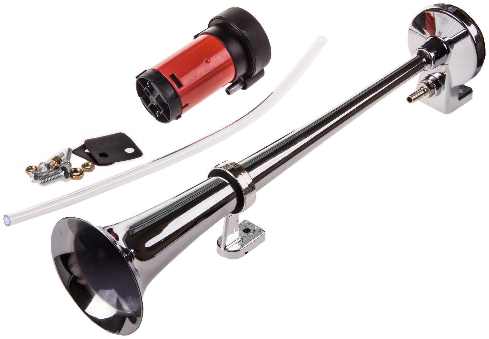 Сигнал звуковой Skyway 008, воздушный, 450 мм, 12 В, 120 Дцб, хром, S07601008