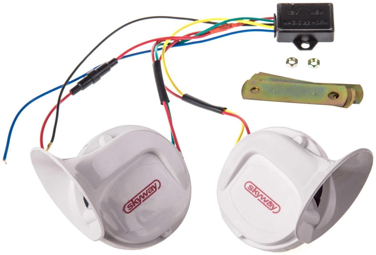 Сигнал звуковой Skyway 017 Улитка, d=90 мм, 12 В, 105 Дцб, сталь/пластик, белый, 2 шт , S07601017