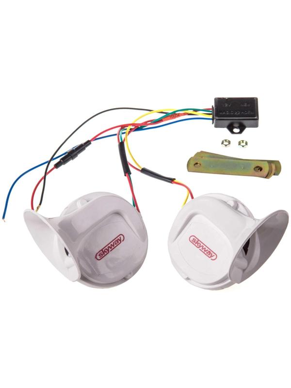 Сигнал звуковой Skyway 017 Улитка, d=90 мм, 12 В, 105 Дцб, сталь/пластик, белый, 2 шт , S07601017