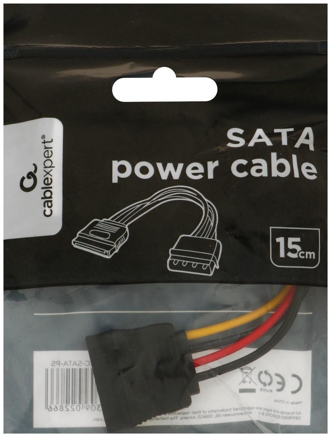 Кабель-переходник питания Cablexpert CC-SATA-PS, Molex(4pin)(m)-SATA(15pin)(f), 0.15 м