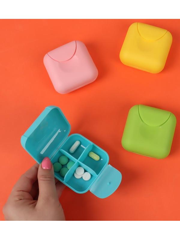 Таблетница, 4 секции, цвет МИКС