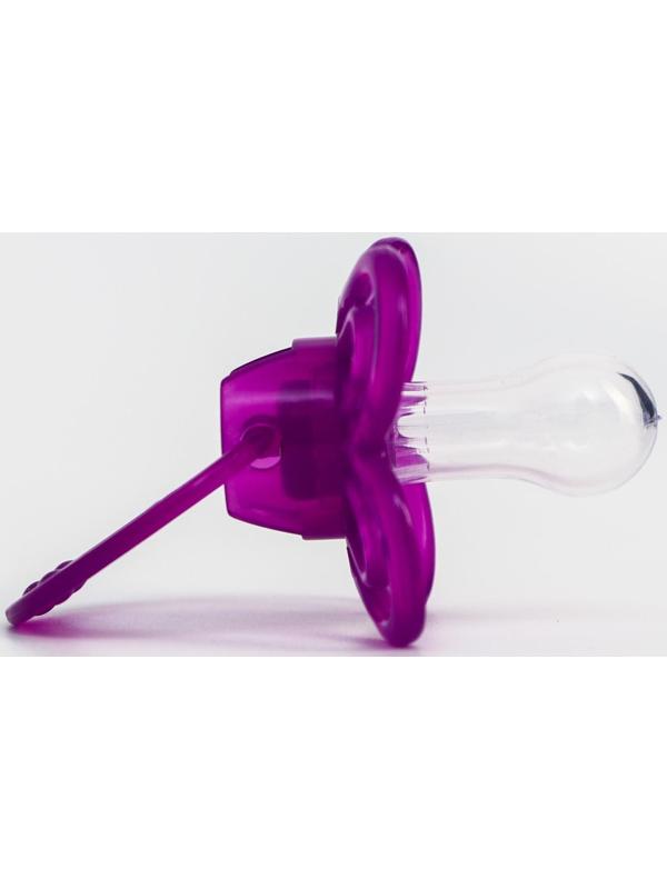 Пустышка «Бабочка», классическая, с колпачком, от 0 - 3 мес., цвет фиолетовый