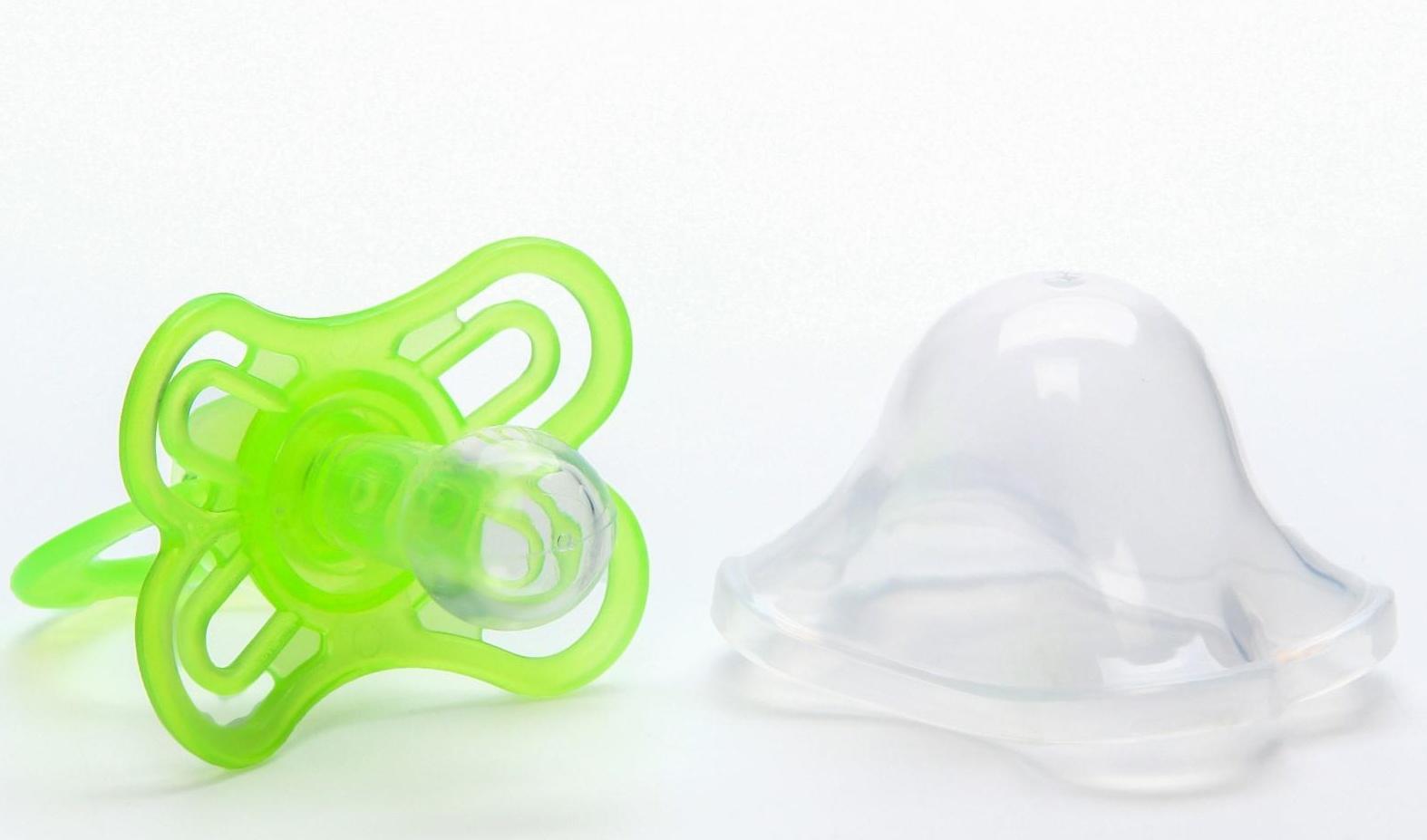 Пустышка классическая, силикон, от 0 - 3 мес., с колпачком «Бабочка», цвет зелёный