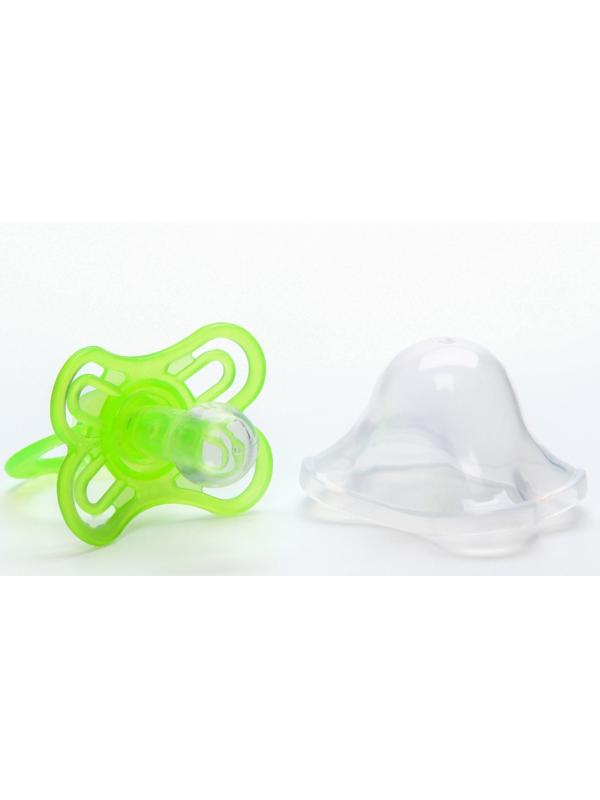 Пустышка классическая, силикон, от 0 - 3 мес., с колпачком «Бабочка», цвет зелёный