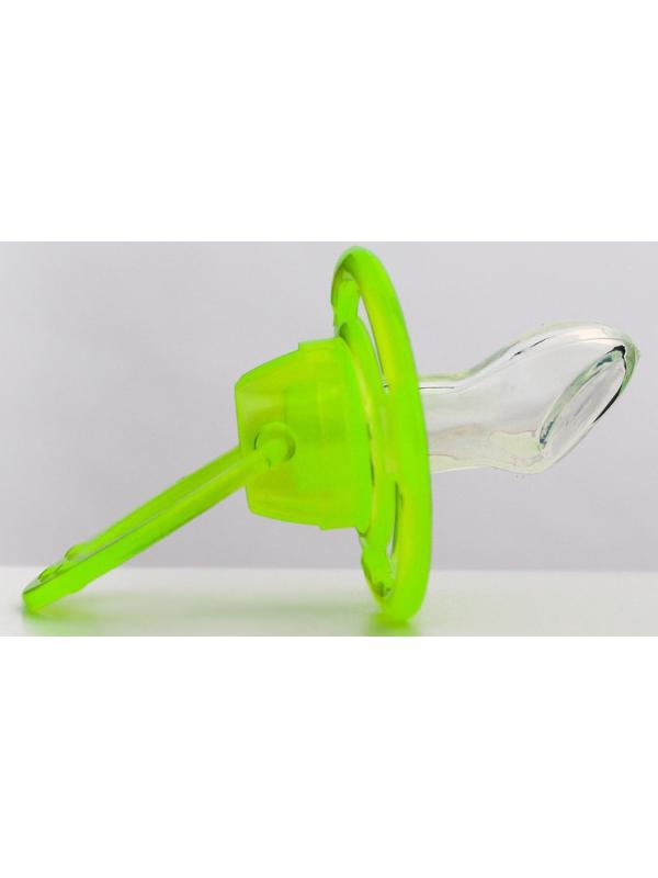 Пустышка силиконовая ортодонтическая «Бантик» с колпачком, от 0 - 3 мес., цвет зелёный