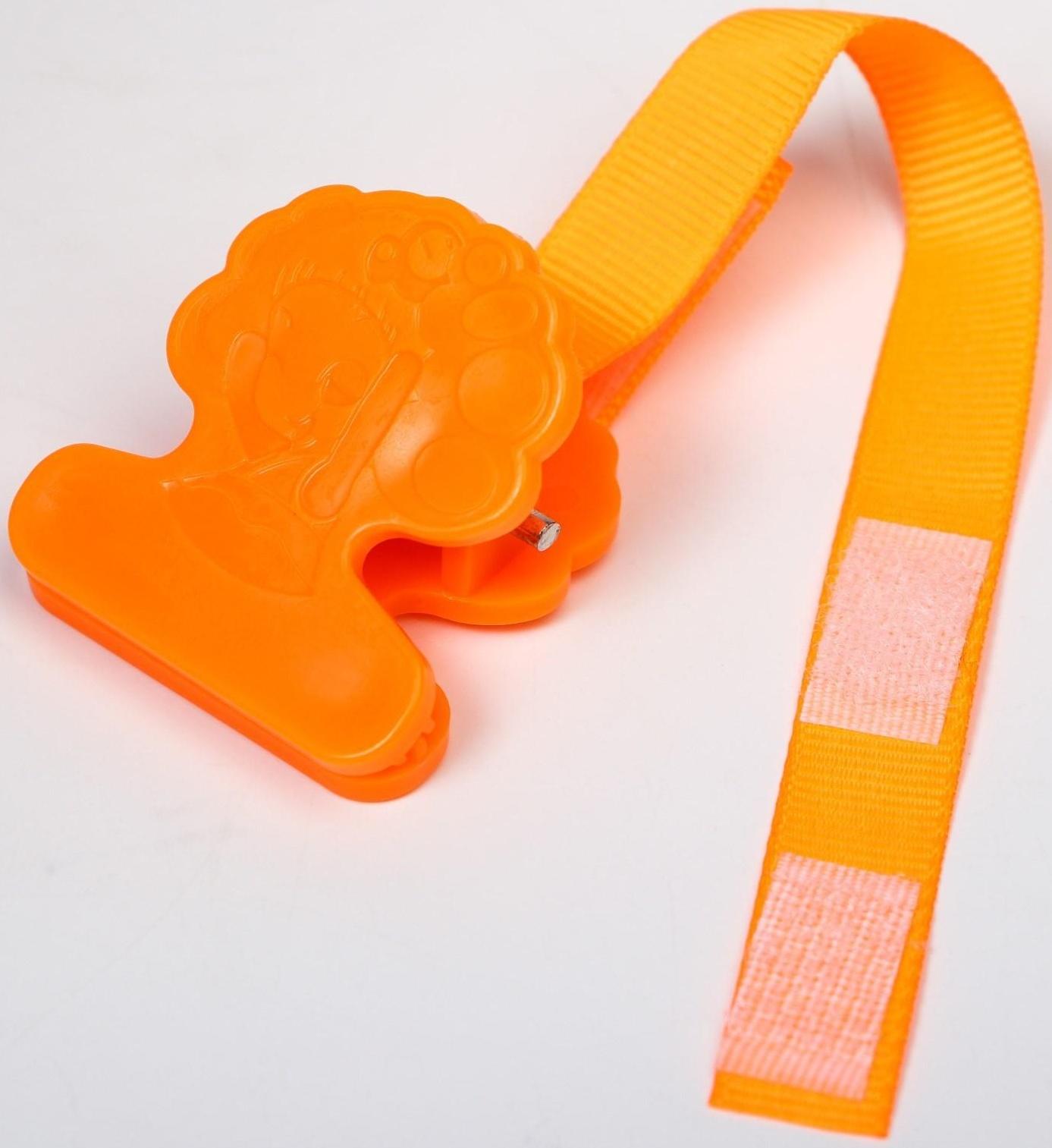 Пустышка силиконовая ортодонтическая с держателем и колпачком, от 0 мес., цвет оранжевый
