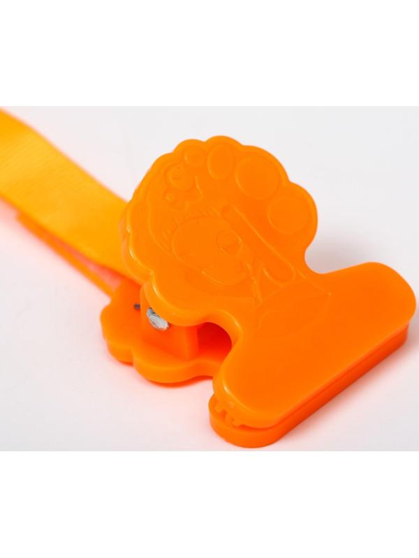 Пустышка силиконовая ортодонтическая с держателем и колпачком, от 0 мес., цвет оранжевый