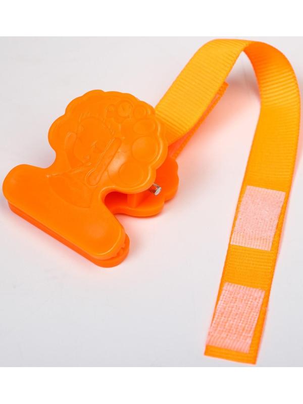 Пустышка силиконовая ортодонтическая с держателем и колпачком, от 0 мес., цвет оранжевый