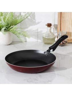 Сковорода Prosto, d=24 см, пластиковая ручка, антипригарное покрытие, цвет бордовый