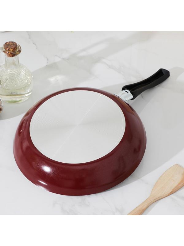 Сковорода Prosto, d=24 см, пластиковая ручка, антипригарное покрытие, цвет бордовый