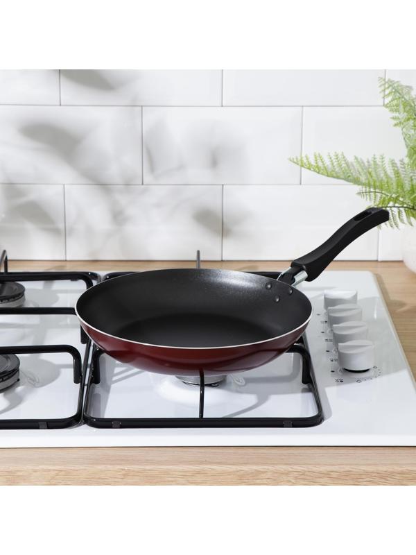 Сковорода Prosto, d=24 см, пластиковая ручка, антипригарное покрытие, цвет бордовый