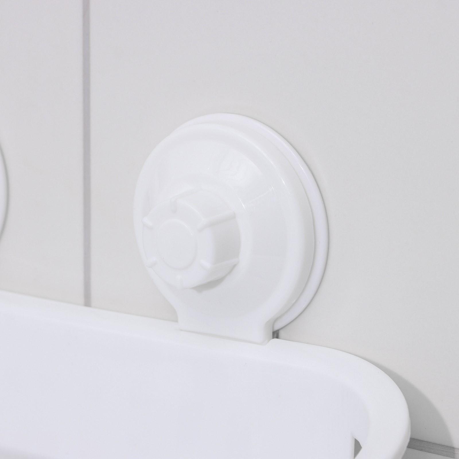 Держатель для ванных принадлежностей на вакуммных присосках, 30×12×17 см, цвет белый