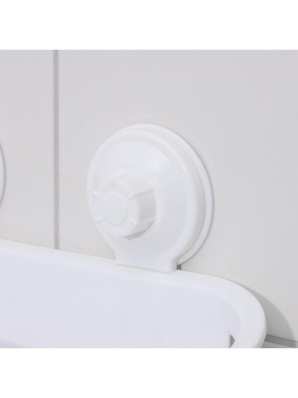 Держатель для ванных принадлежностей на вакуммных присосках, 30×12×17 см, цвет белый