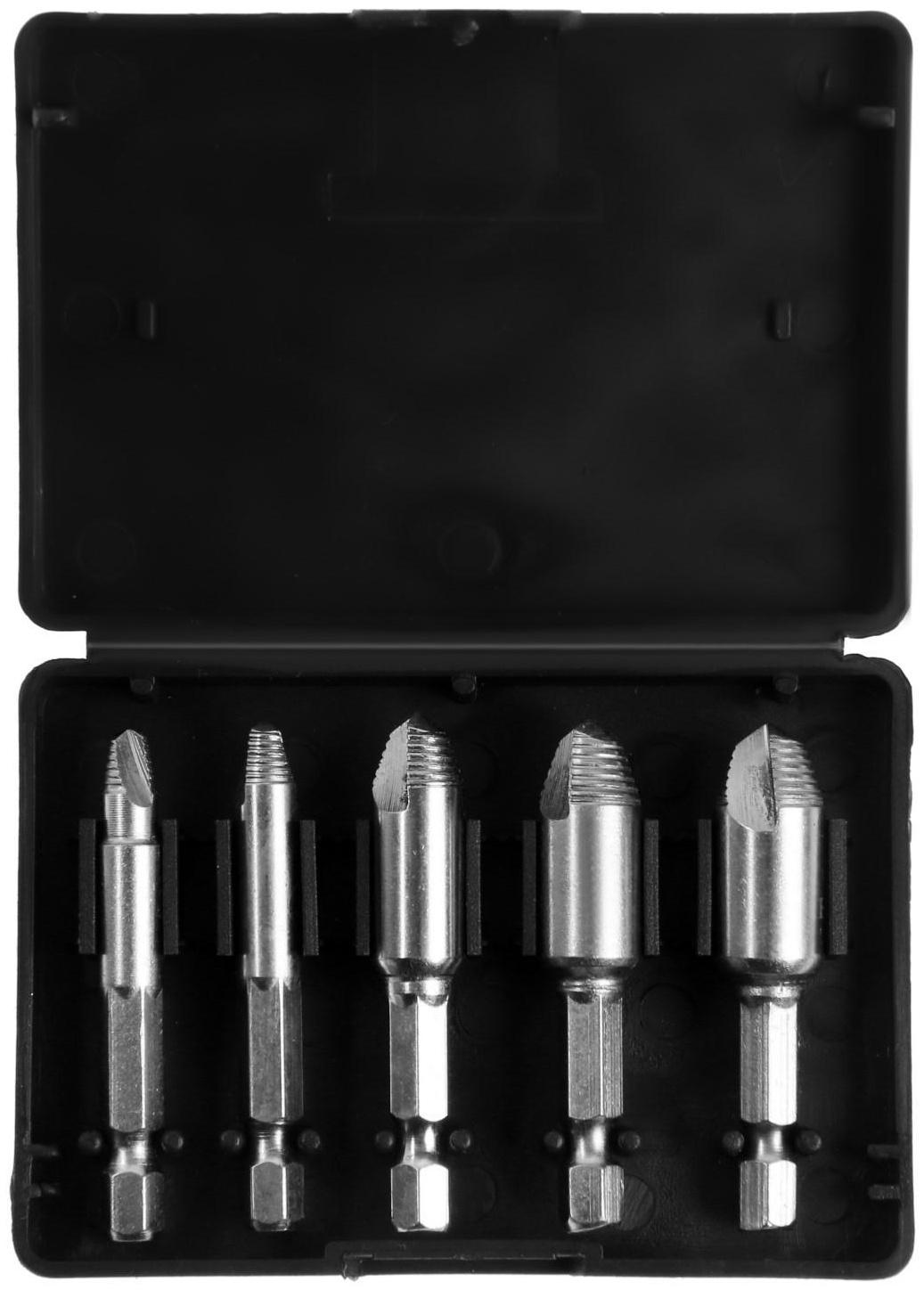 Набор экстракторов ТУНДРА, 5 шт., левая резьба, шестигранный хвостовик