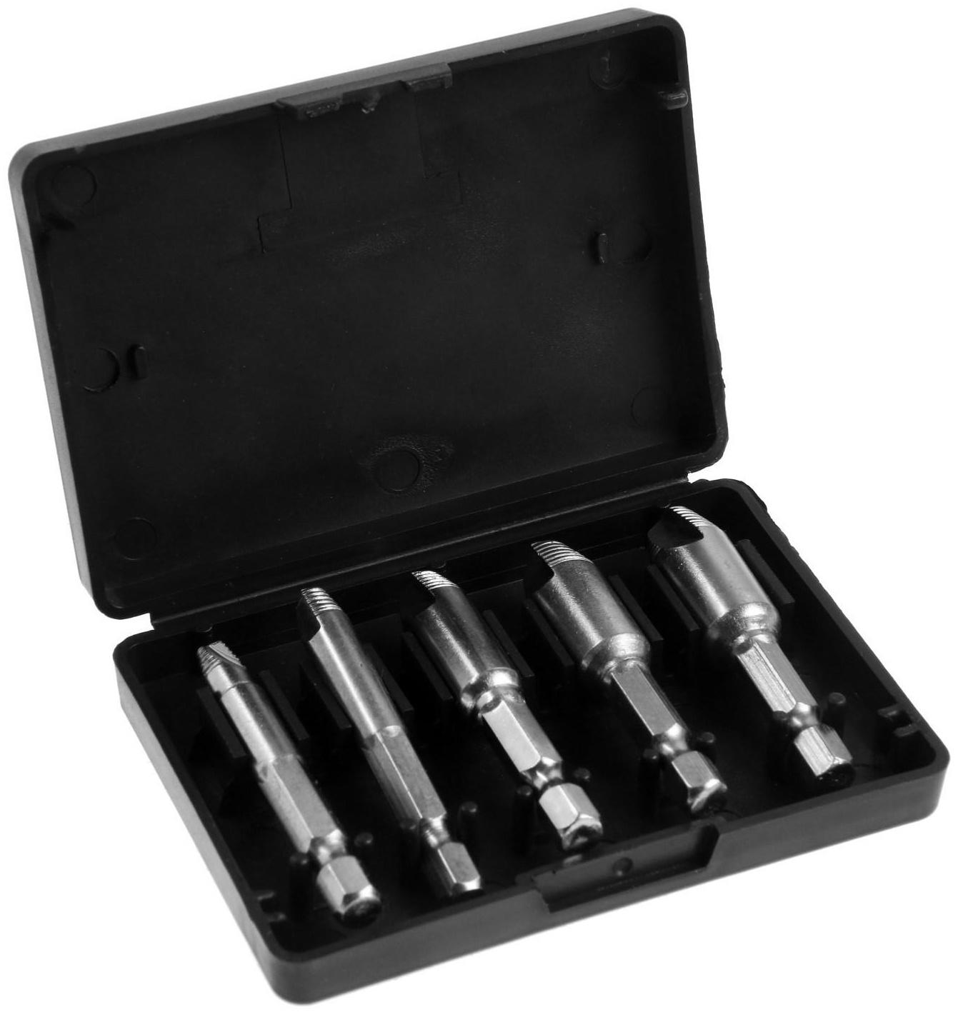 Набор экстракторов ТУНДРА, 5 шт., левая резьба, шестигранный хвостовик