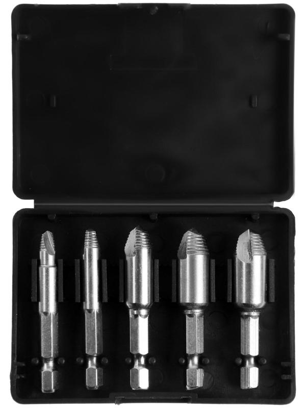 Набор экстракторов ТУНДРА, 5 шт., левая резьба, шестигранный хвостовик