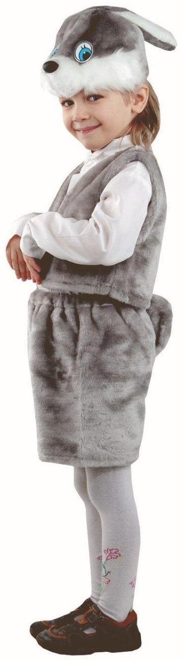 Карнавальный костюм «Серый заяц», мех, р. 28, рост 110 см