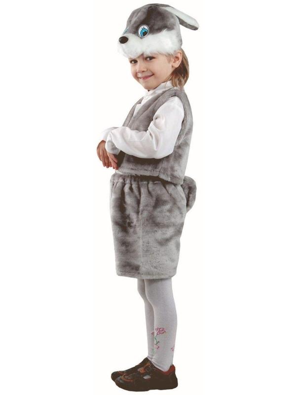 Карнавальный костюм «Серый заяц», мех, р. 28, рост 110 см