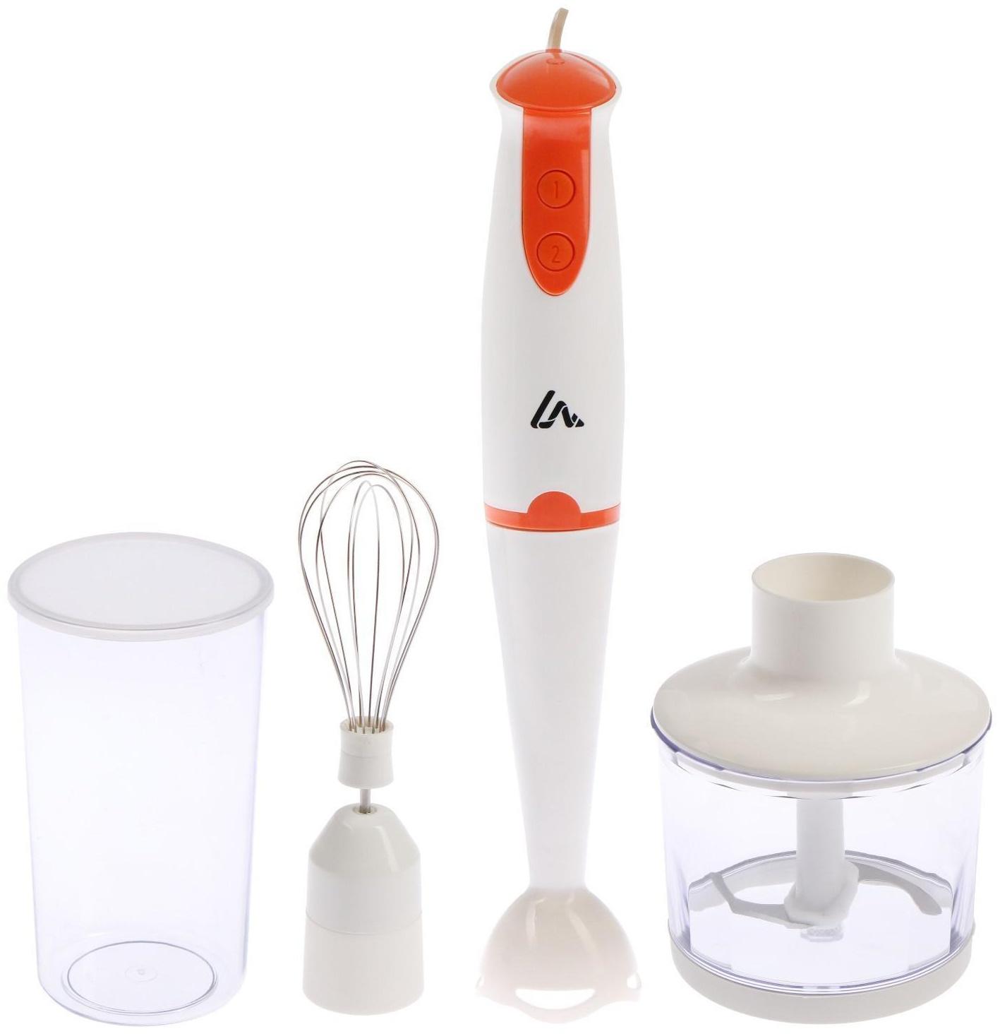 Блендер Luazon LBR-01, погружной, 500 Вт, 0.5/0.6 л, 2 скорости, оранжевый